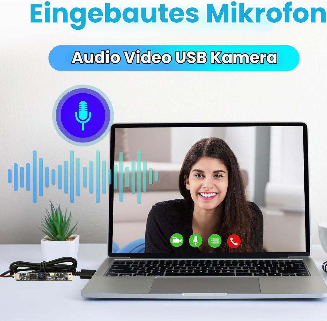 ELP USB Kamera 8MP 30fps USB Kameramodul mit Mikrofon 105 Grad Weitwinkelobjektiv Lightburn Kamera P