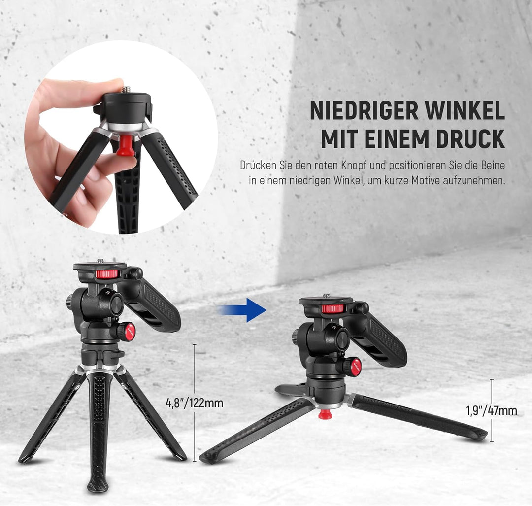 NEEWER Mini Stativ für Kamera & Handy mit Griff/Handyhalter/Action Kamera Adapter/360°Schwenk&Neigew