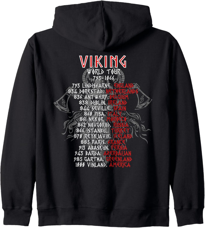 Viking World Tour mit Rückendruck Wikinger Nordische Krieger Kapuzenjacke
