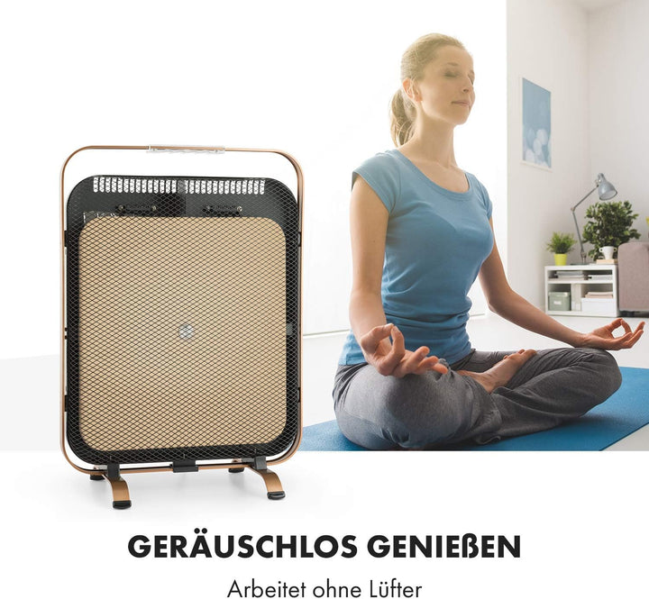 Klarstein HeatPal Marble Blackline Infrarot-Heizung mit Thermostat - mobiles Heizgerät, Standheizger