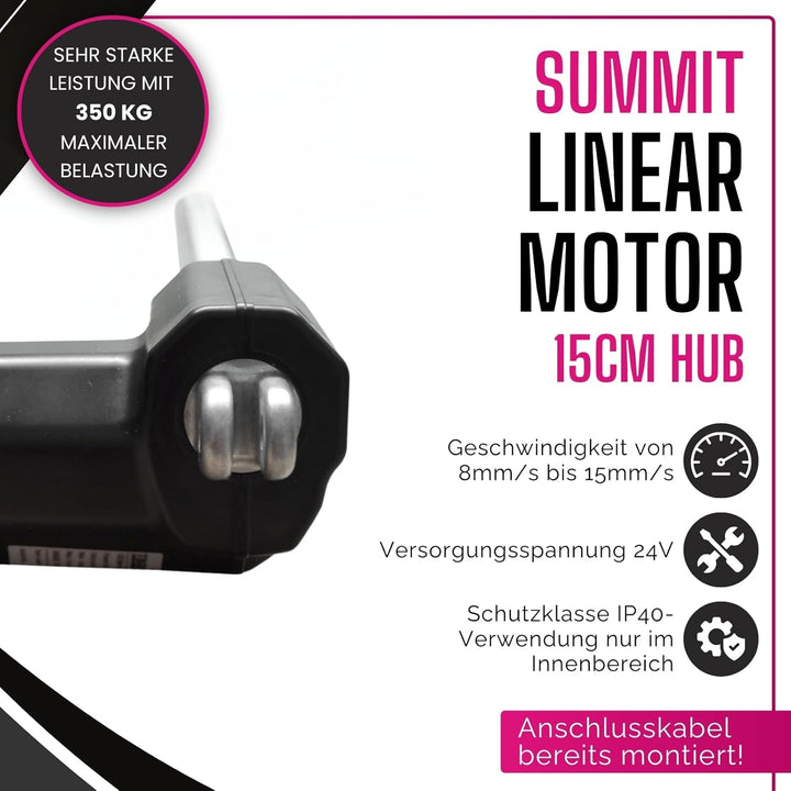 SUMMIT Original Linearantrieb 24V I Linearmotor mit 15cm Hub I Verstellantrieb max. Belastung bis 35