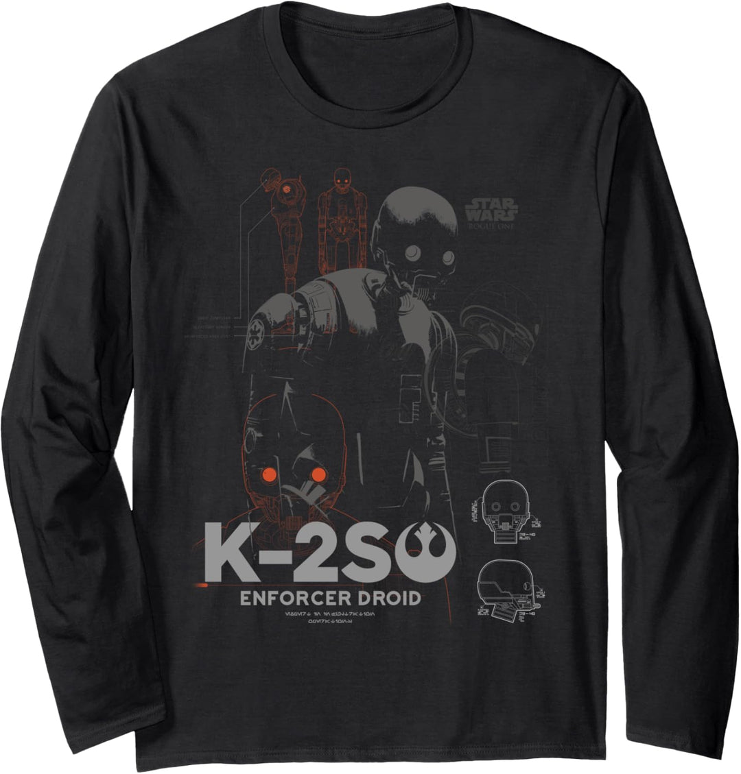 Star Wars Rouge One K-2SO Enforcer Droid Schematics Langarmshirt