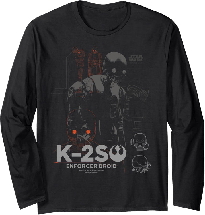 Star Wars Rouge One K-2SO Enforcer Droid Schematics Langarmshirt