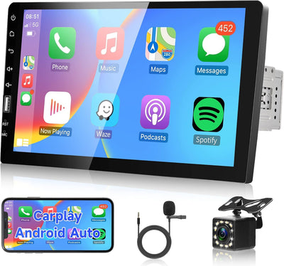 Autoradio 1 Din mit Apple Carplay Android Auto 9 Zoll Touchscreen Autoradio mit IOS/Android Mirror L