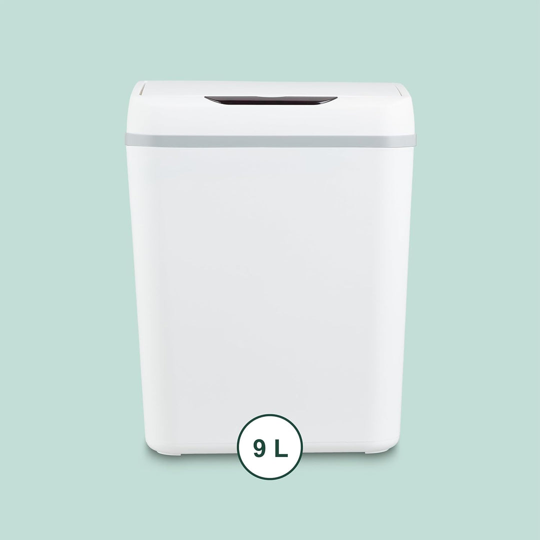 Relaxdays Mülleimer Bad, mit Sensor, 9 Liter, elektrischer Deckel, Müllbeutelhalter, Badezimmereimer