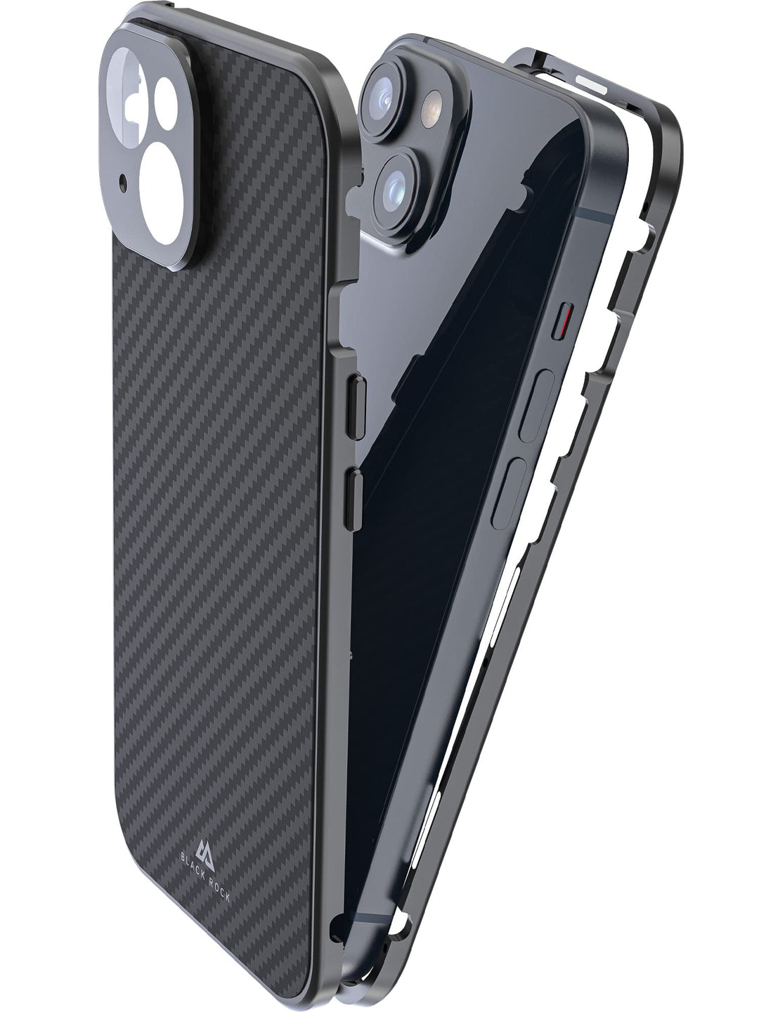 Black Rock - Hülle 360 Grad Glass Case Passend für Apple iPhone 14 I Carbon Handyhülle, Karbon Rücks