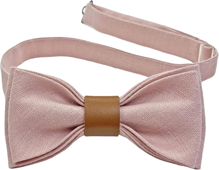 LINILI Leinen Accessoires SET: Fliege, Hosenträger, Einstecktuch, Manschettenknöpfe- Fliege Bereits