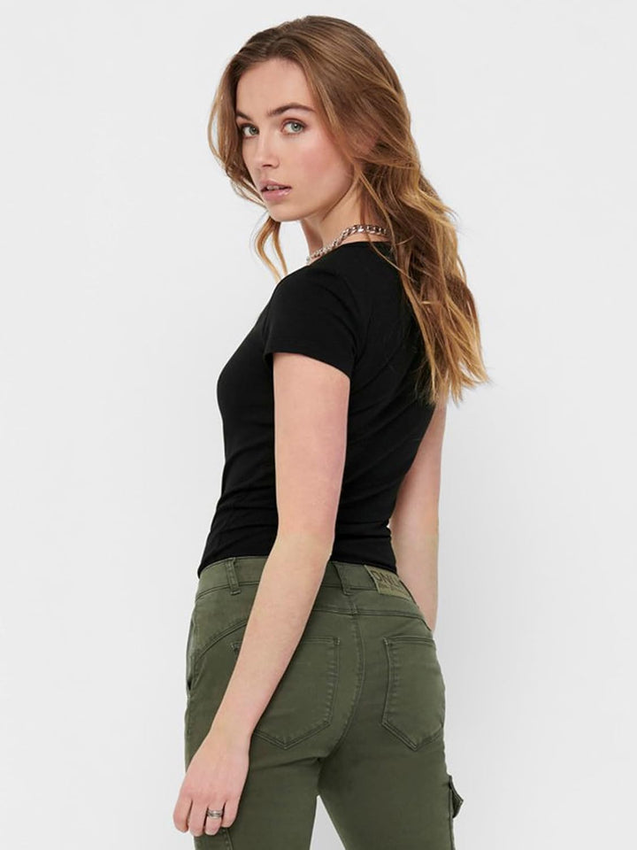 ONLY 3er Pack Damen T-Shirt schwarz oder weiss Kurzarm lang Basic Sommer T-Shirts XS S M L XL 152091