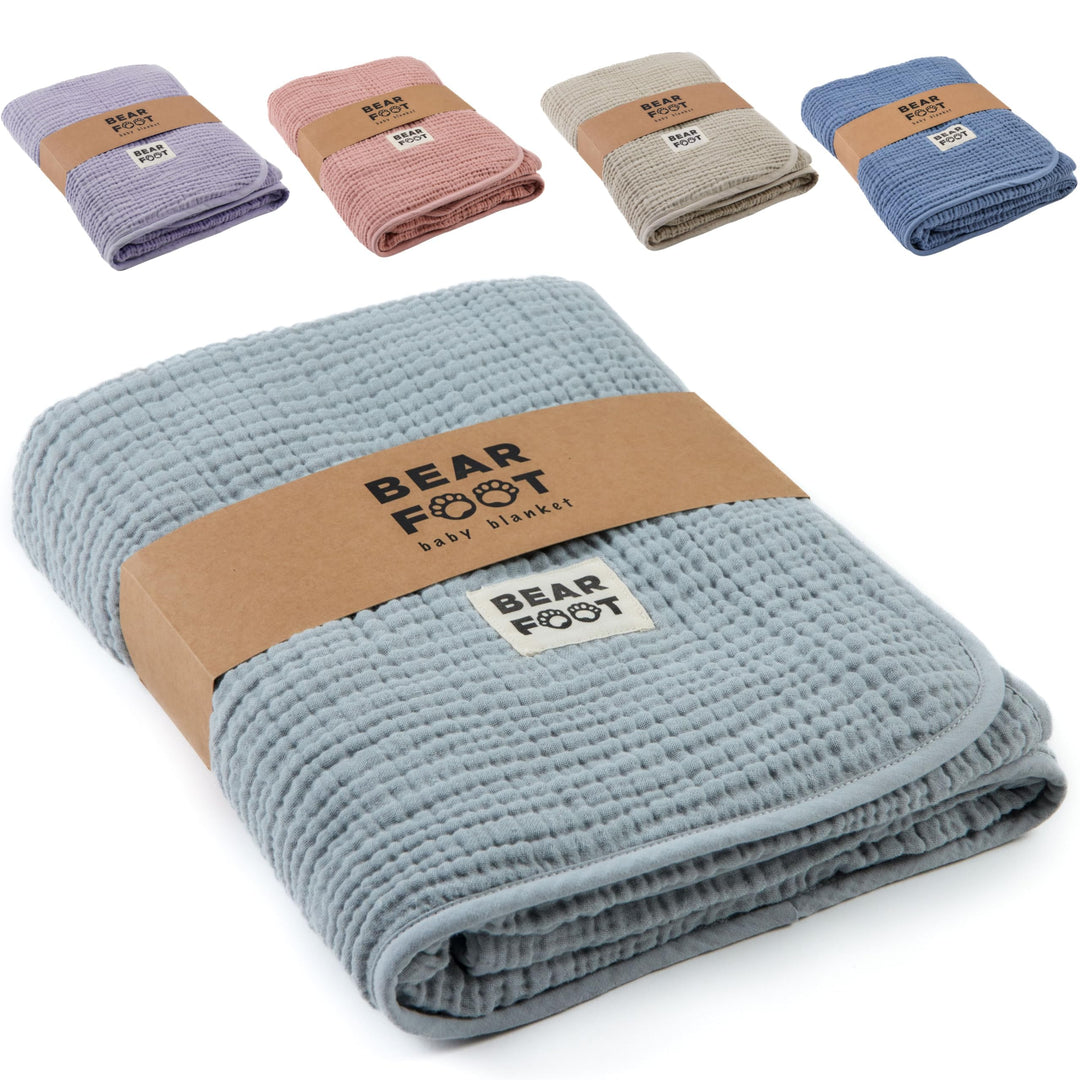BEARFOOT Babydecke - Musselin Fleecedecke (Baumwolle, Fleece) flauschig weiche Kuscheldecke, Baby/Ne