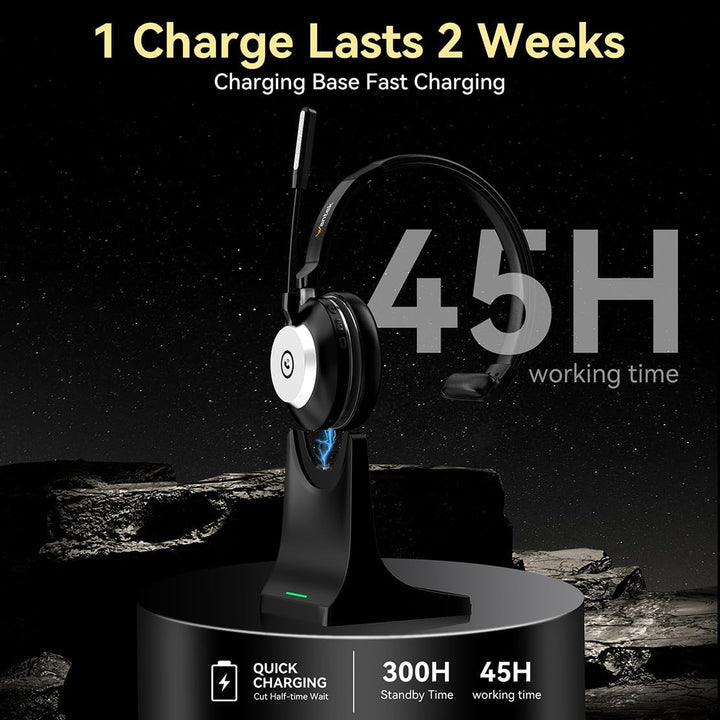 Wantek Bluetooth-Headset mit Mikrofon für PC, V5.2, Kabelloses Headset mit Rauschunterdrückungs-Mikr