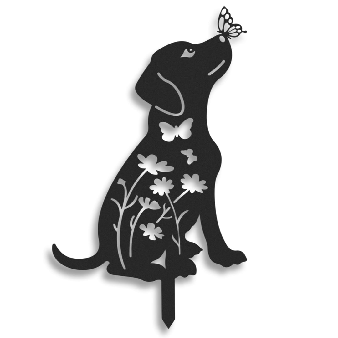 Gartenstecker (35x50 cm) - Metall Hund - Rostfiguren für den Garten - Rostige Tiere - Dekorative Tie