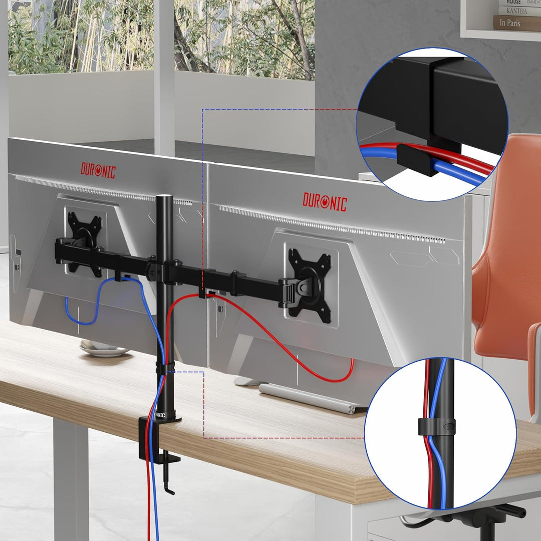 Duronic DM152 Monitor Halterung 2 Monitore für 13-27 Zoll Flach &amp; Curved Bildschirm, Monitor Tischha