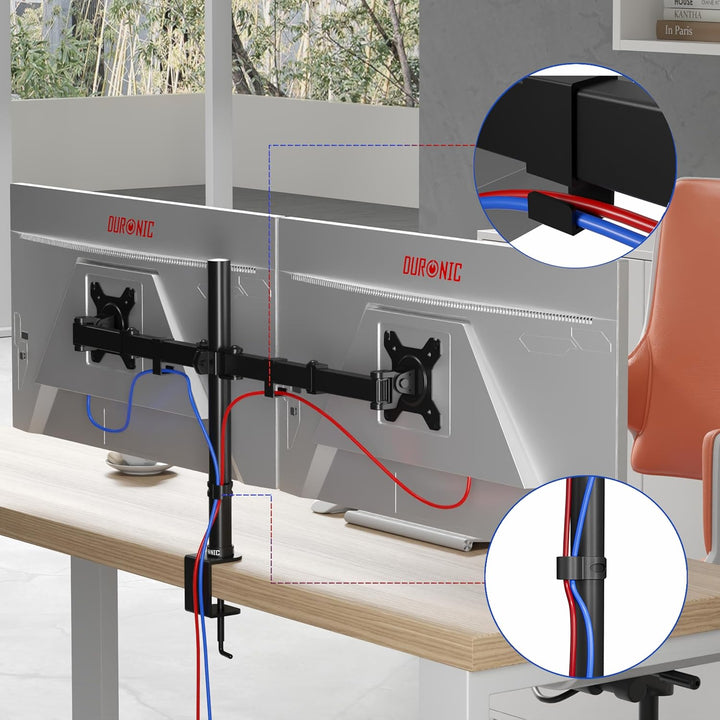 Duronic DM152 Monitor Halterung 2 Monitore für 13-27 Zoll Flach &amp; Curved Bildschirm, Monitor Tischha