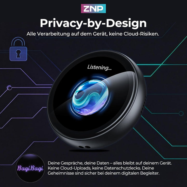 ZNP Digital Badge, KI-Companion-Abzeichen Tragbarer Bluetooth-Übersetzer Übersetzungsgerät für 60 Sp
