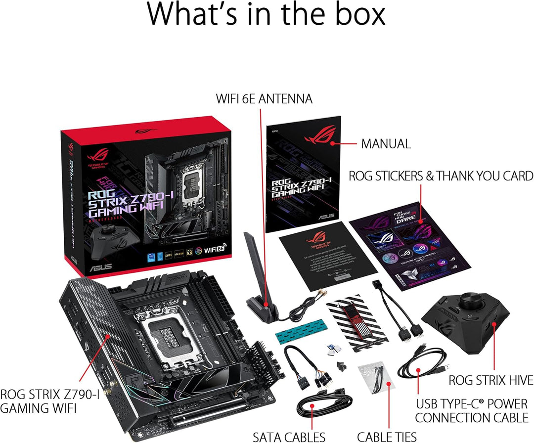 ASUS ROG Strix Z790-I Gaming WIFI Mainboard Sockel Intel LGA1700 (mini-ITX, DDR5 Speicher, 2x M.2, P