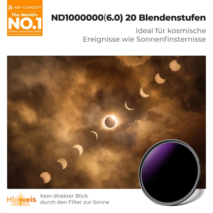 K&F CONCEPT Nano-X Serie 77mm ND1000000 Filter Fester ND Filter Graufilter für Himmelsereignisfotogr