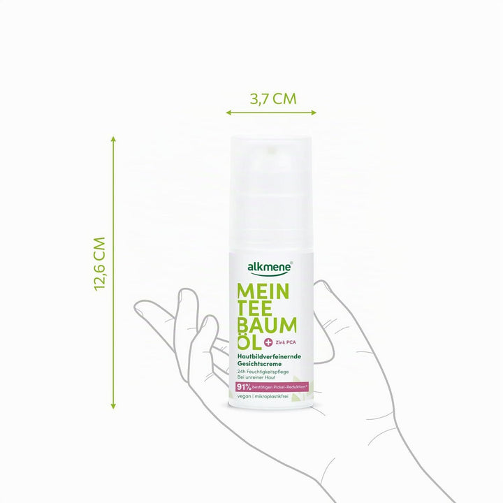 alkmene Mein Teebaumöl Gesichtscreme 3x 50 ml Pickel Reduktion 91% bestätigt - Naturreines Teebaumöl
