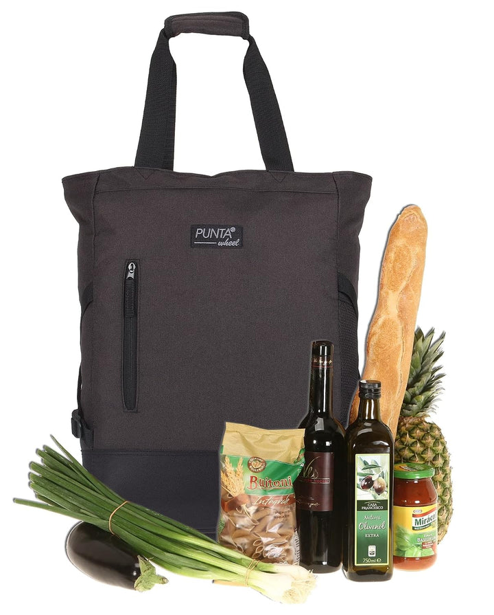 Punta Wheel Einkaufstrolley + Faltshopper 2er Set 10183-0100 Schwarz +s | Einkaufsroller Einkaufswag