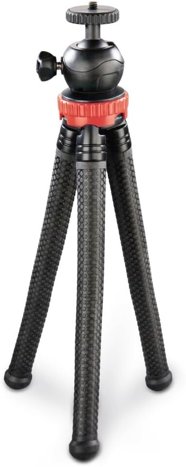 Hama Stativ Flexpro (für Smartphone, GoPro und Kameras, mit Gelenkfüssen, Höhe 27 cm) schwarz/rot sc