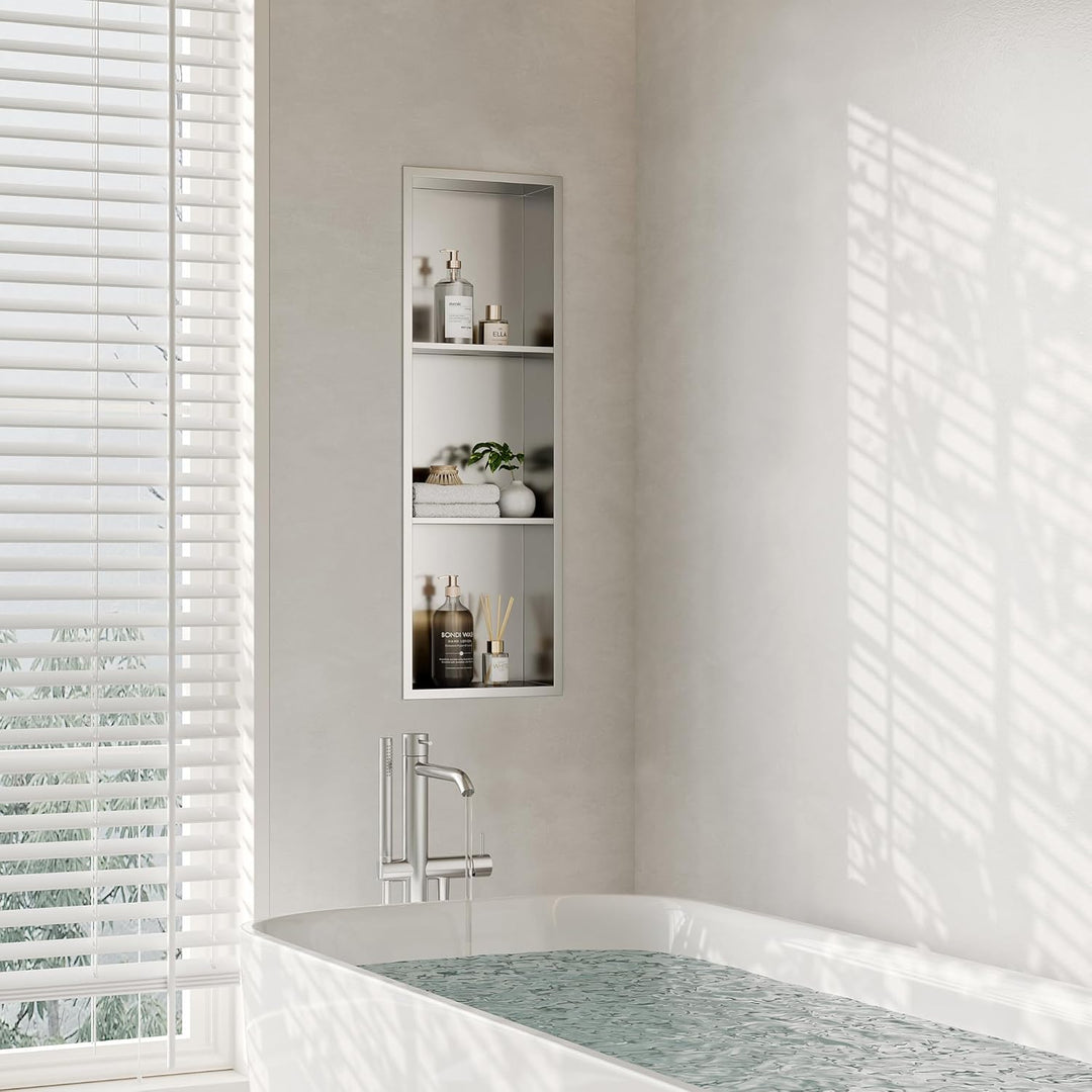 Neodrain Wandnische Dusche Edelstahl Dreifach-Duschnische Wandnische Lagerung für Badezimmer 90x30 c