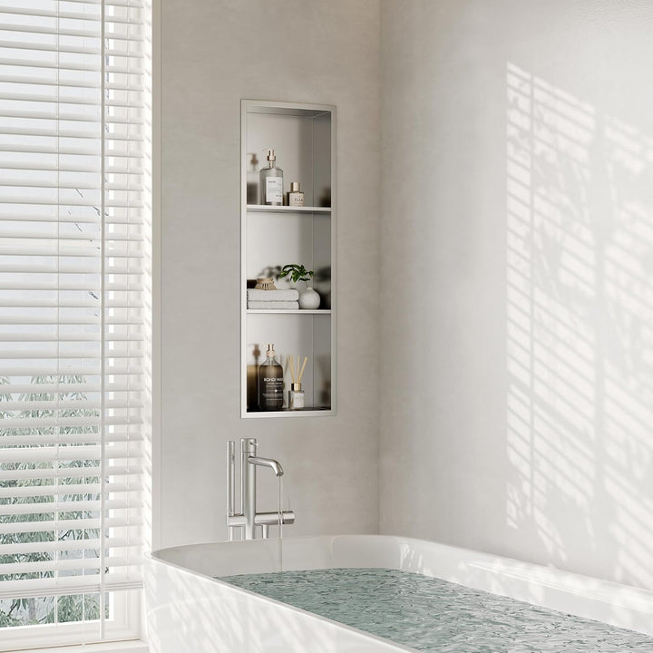 Neodrain Wandnische Dusche Edelstahl Dreifach-Duschnische Wandnische Lagerung für Badezimmer 90x30 c