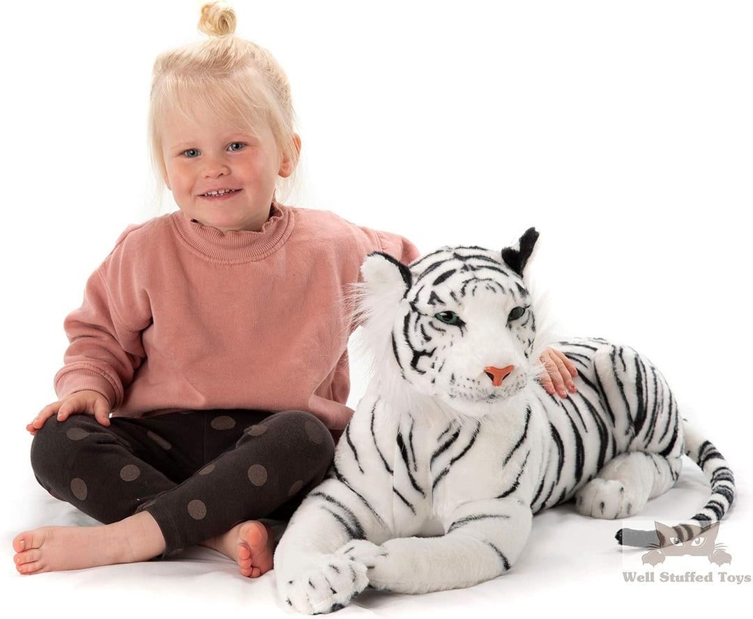 Deluxe Paws Realistischer, lebensechter, gefüllter Plüsch Weisser Tiger Weiches Spielzeug 100cm 40