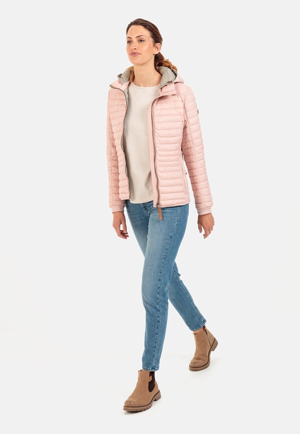 camel active Damen leichte Steppjacke mit abnehmbarer Kapuze 42 Blouson Rose, 42 Blouson Rose
