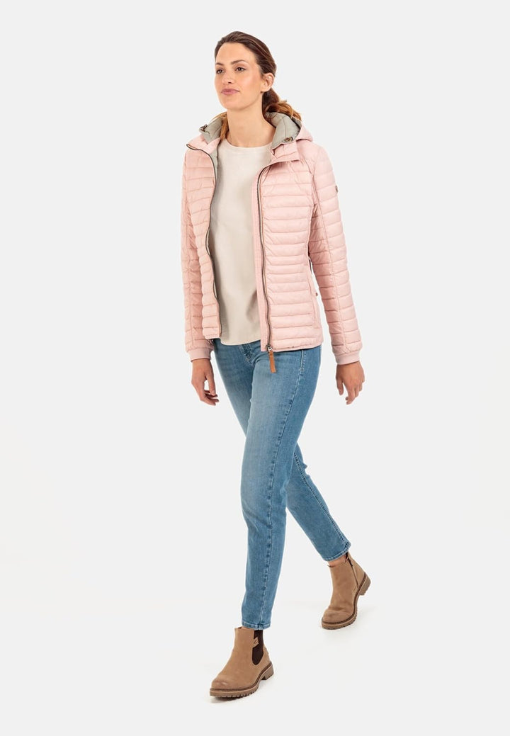 camel active Damen leichte Steppjacke mit abnehmbarer Kapuze 42 Blouson Rose, 42 Blouson Rose