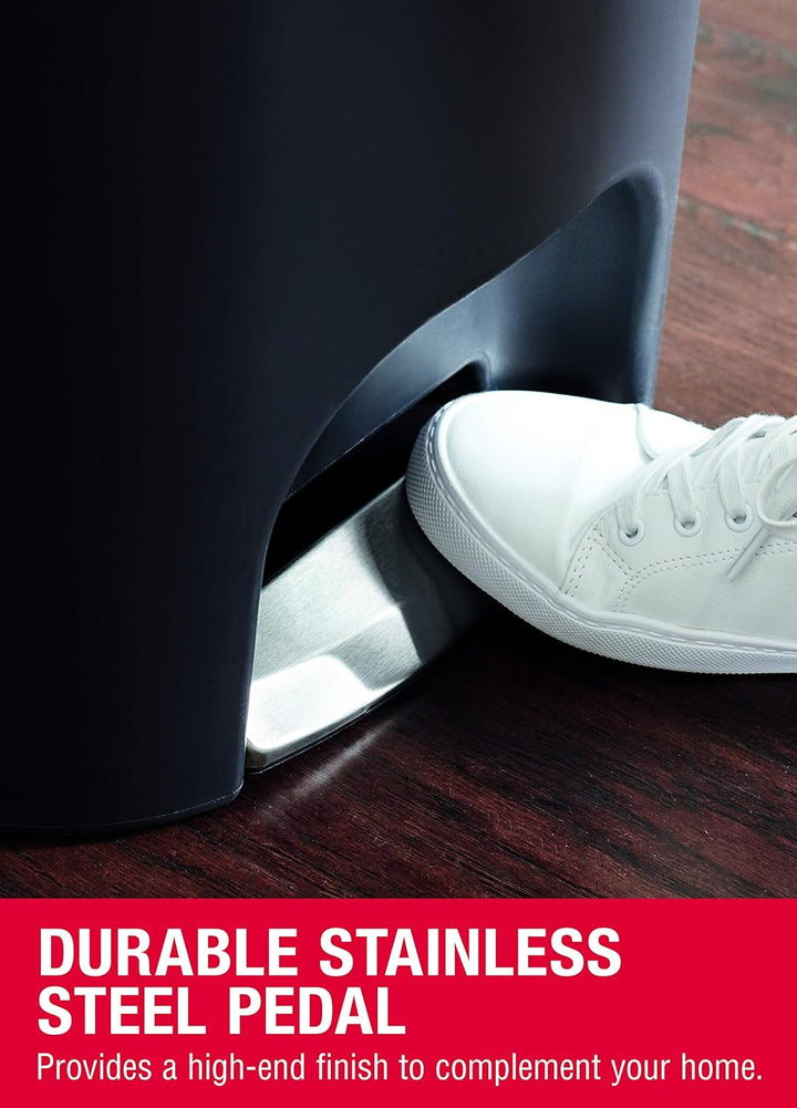 Rubbermaid Classic 13G Mülleimer mit Edelstahlpedal, Schwarz schwarz Premium Step-On, schwarz Premiu