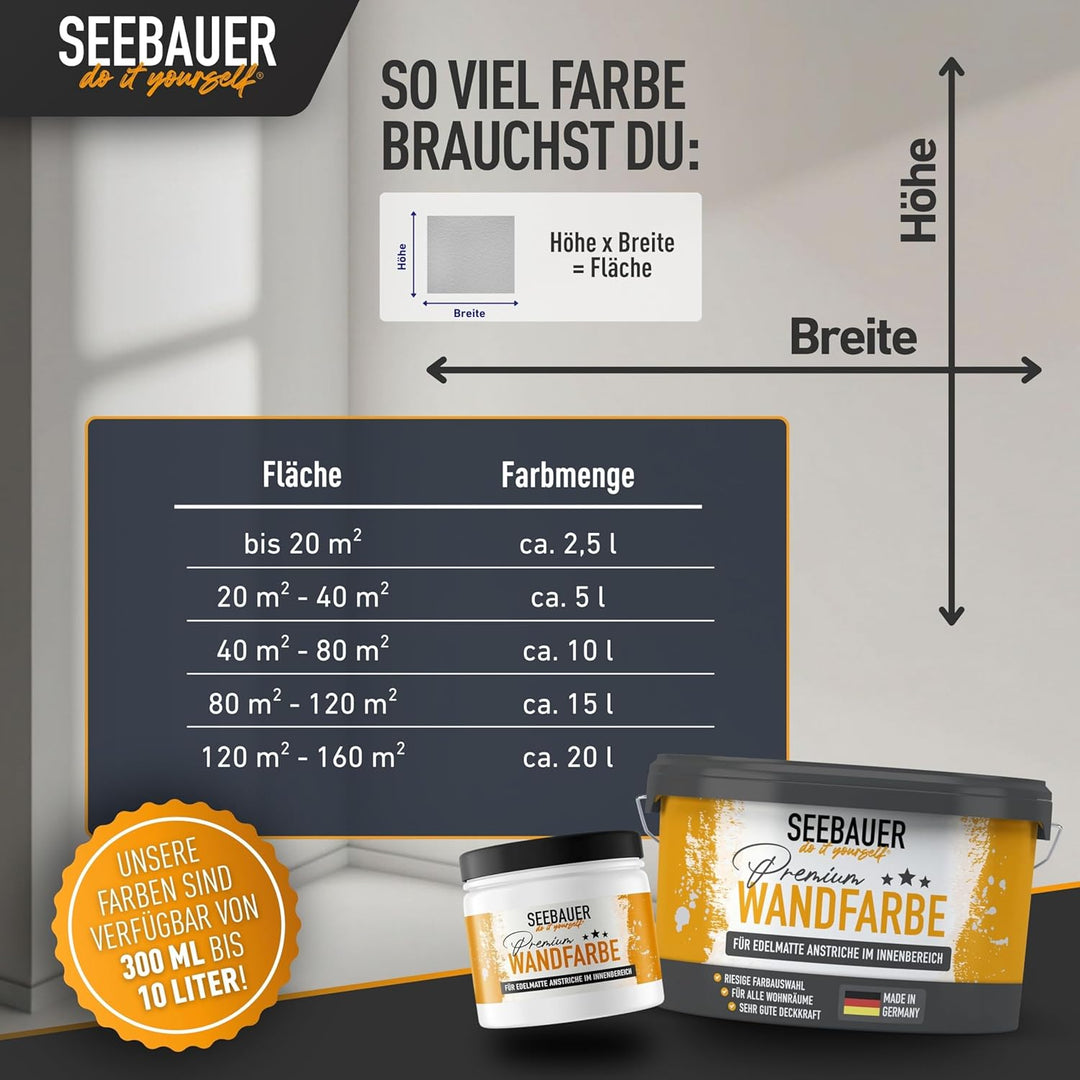 SEEBAUER diy® Wandfarbe Rot für Innen (No. 326 Cherry Kiss 5,0 Liter) Edelmatte Rottöne hohe Deckkra