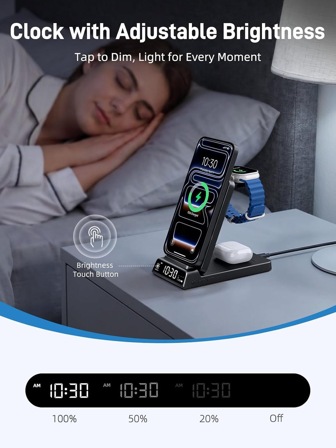 Mag-Safe Ladestation für Apple Watch und iPhone, 3 in 1 Ladestation für Apple, Faltbar Kabelloses La
