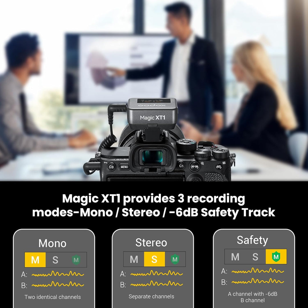 Godox Magic XT1 kabelloses Lavalier-Mikrofon für Kamera, Android, iPhone 15, PC, 48 kHz/24-Bit-Audio