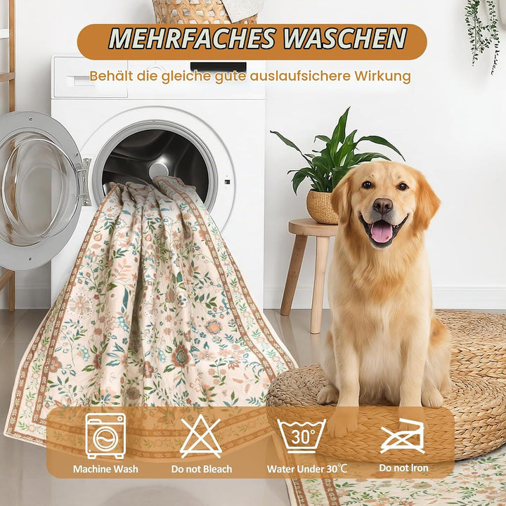 Baodan Welpen Unterlagen Waschbar, 2 Pack PIPI Matten für Hunde mit Blumenmuster inkontinenzunterlag