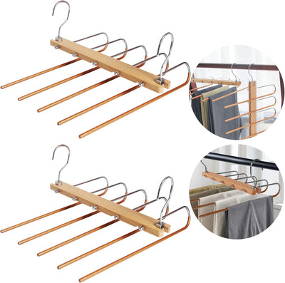Hosenbügel Platzsparend Mehrfach, 5 In 1 Hosenbügel ,Hosen Kleiderbügel aus Edelstahl Ausziehbar, Fa