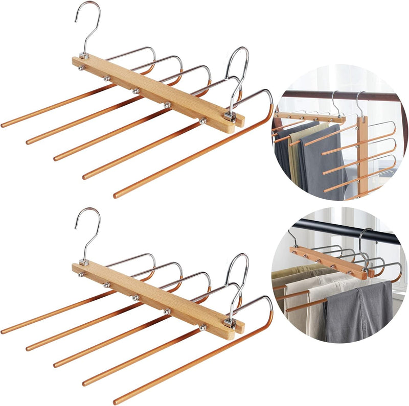 Hosenbügel Platzsparend Mehrfach, 5 In 1 Hosenbügel ,Hosen Kleiderbügel aus Edelstahl Ausziehbar, Fa