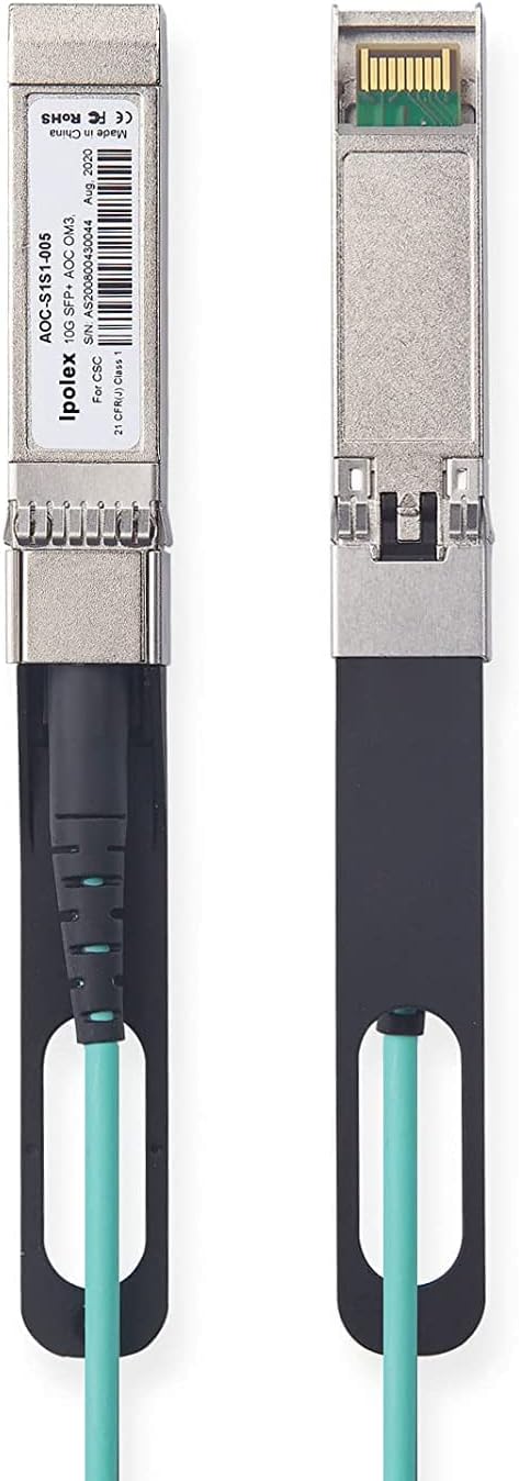 10G SFP+ AOC Cable - 10GBASE SFP+ Active Optical Cable for Cisco SFP-10G-AOC20M, UniFi Ubiquiti, Mik