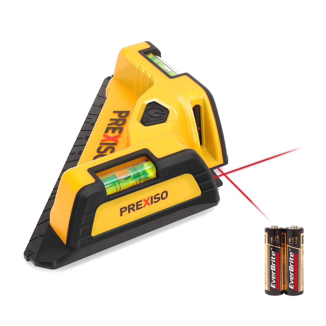 PREXISO Winkellaser mit Wasserwaagen,10M roter Laser, Fliesenlaser 90 Grad, ideal für Fliesenarbeite