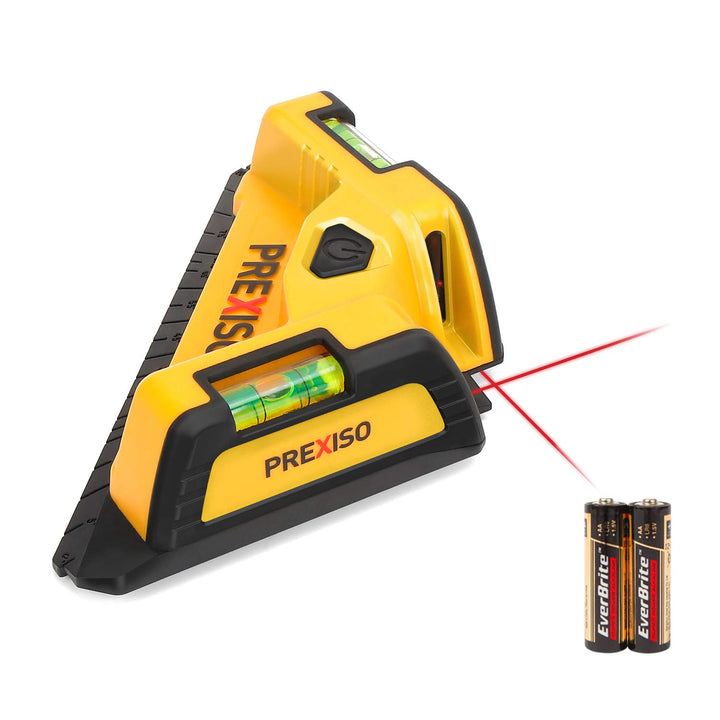 PREXISO Winkellaser mit Wasserwaagen,10M roter Laser, Fliesenlaser 90 Grad, ideal für Fliesenarbeite