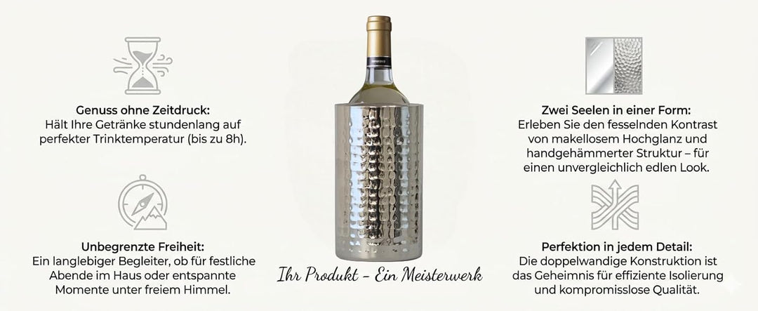 Santorini | Isolierter Weinkühler aus Edelstahl | Eleganter Champagnerkühler mit spiegelpolierter &