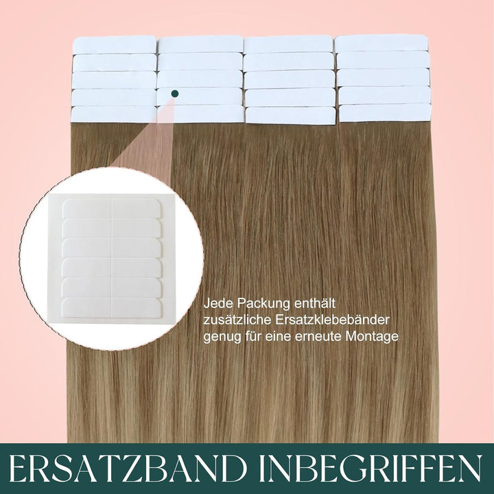 Easyouth Tape in Extensions Echthaar Tape in Extensions Goldbraun Mix Dunkelgolden Blond Tape in Ext