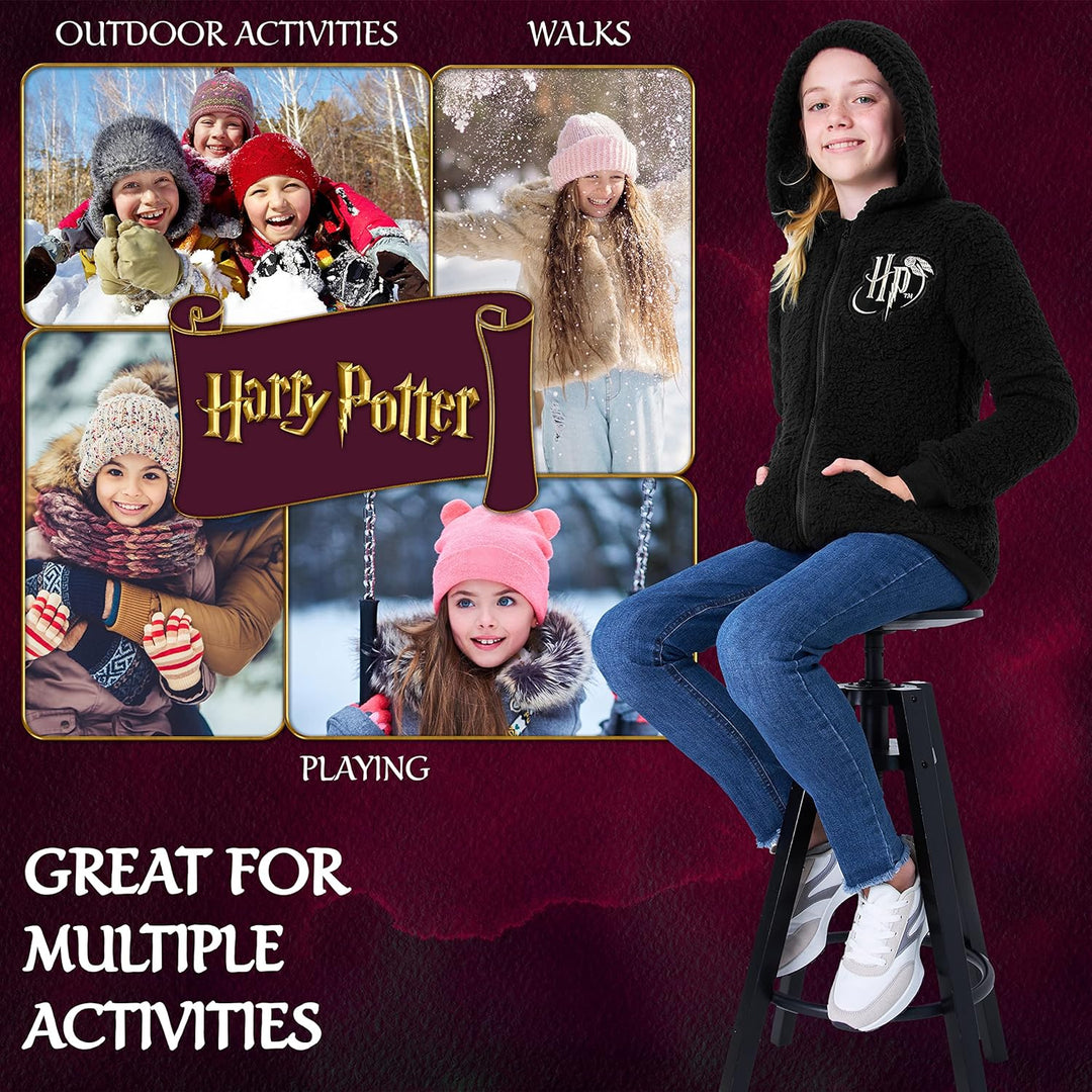 Harry Potter Kapuzenpullover Kinder Teddy Fleece Hoodie Teenager 11-12 Jahre Schwarz Hp Kinder, 11-1