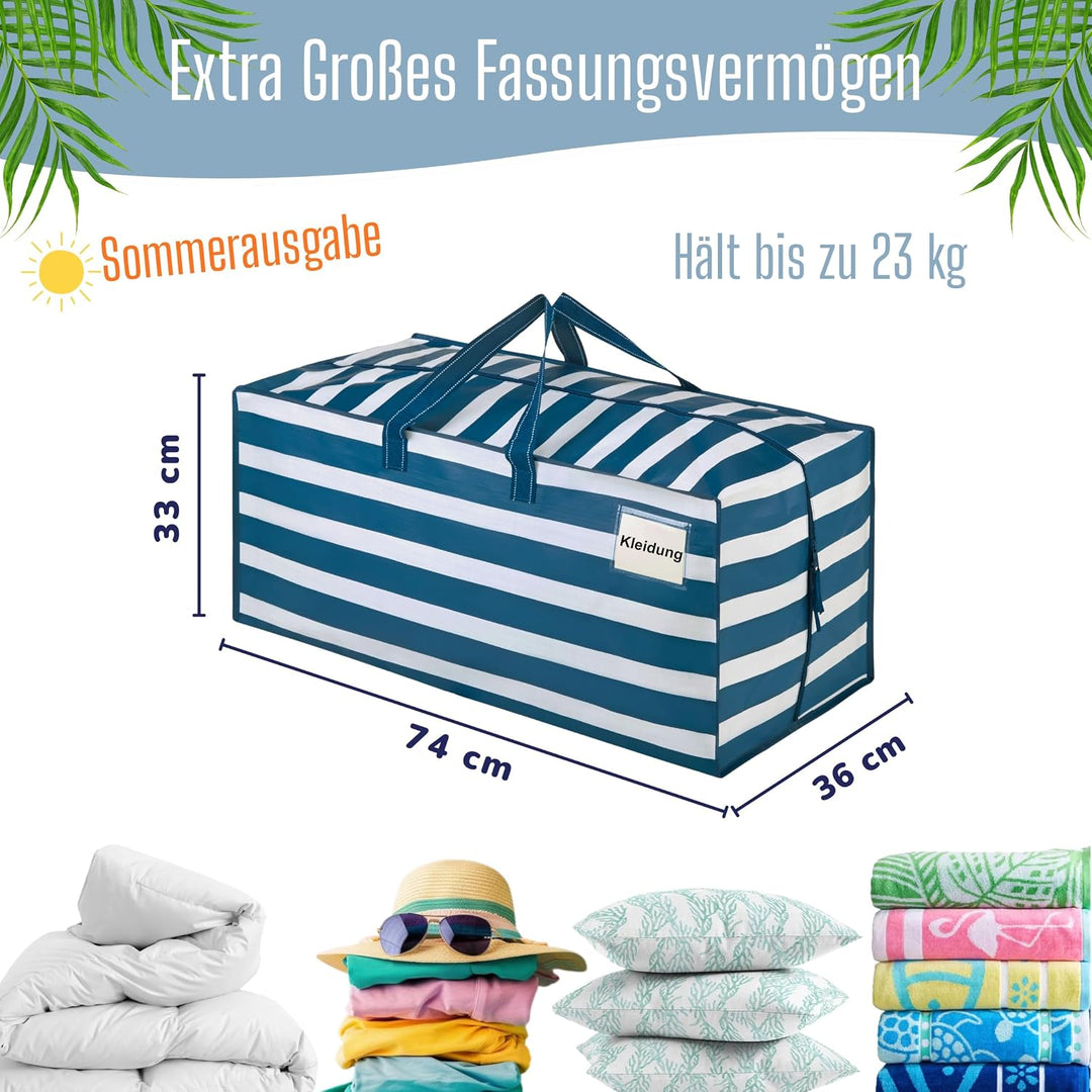 VENO 87 Liter extra grosse Umzugstaschen mit Rucksackgurten, Umzugshelfer, starke Griffe und Reissve