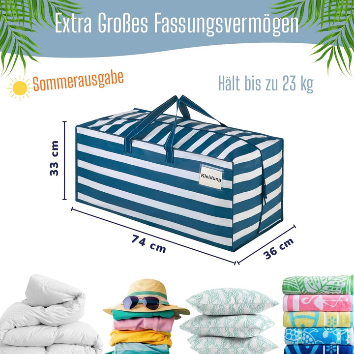 VENO 87 Liter extra grosse Umzugstaschen mit Rucksackgurten, Umzugshelfer, starke Griffe und Reissve