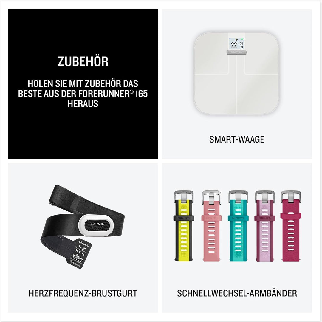Garmin Forerunner 165 Music - leichte GPS Smartwatch zum Laufen, mit 1,2" AMOLED Touchscreen, Traini