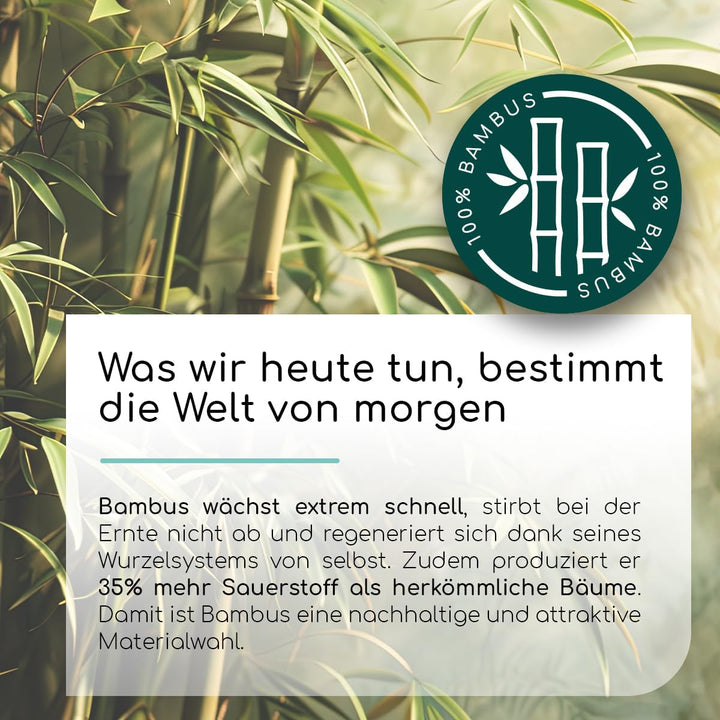 Schneidebrett Set Oval aus Holz, Holzbrett mit Griff I 2er Set Frühstücksbrettchen aus Bambus für di