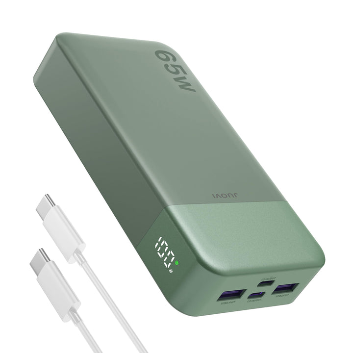 JUOVI Power Bank 65W 20000mAh Laptop Tragbarer Ladegerät, PD QC Schnellladefunktion Akku Pack mit 2