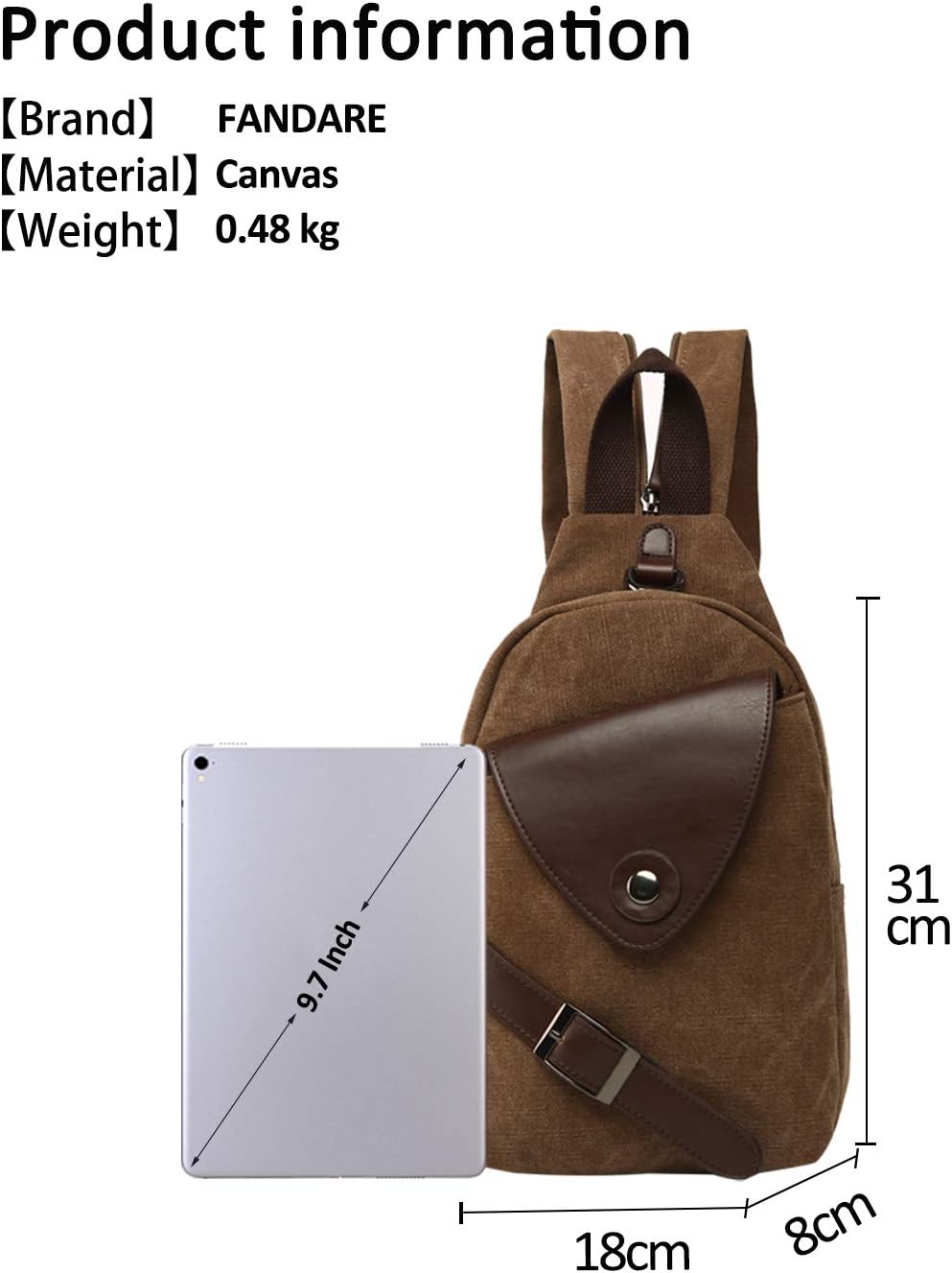 FANDARE Klassische Sling Bag Sport Rucksack Party Outdoor Tragbare Crossbody Tasche Damen/Herren Bre