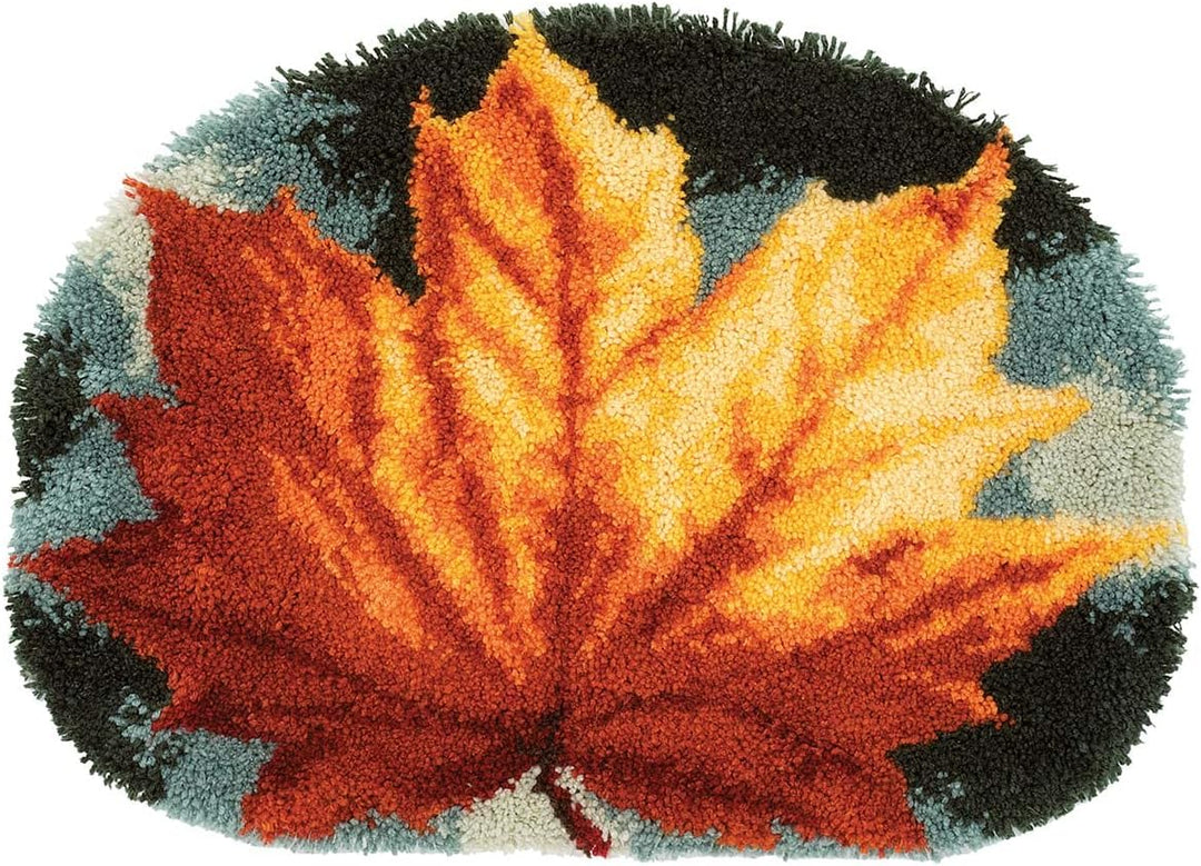 Vervaco PN-0170508 Knüpfteppich Ahornblatt Knüpfpackung, Baumwolle, mehrfarbig, 70 x 50 cm / 28" x 2