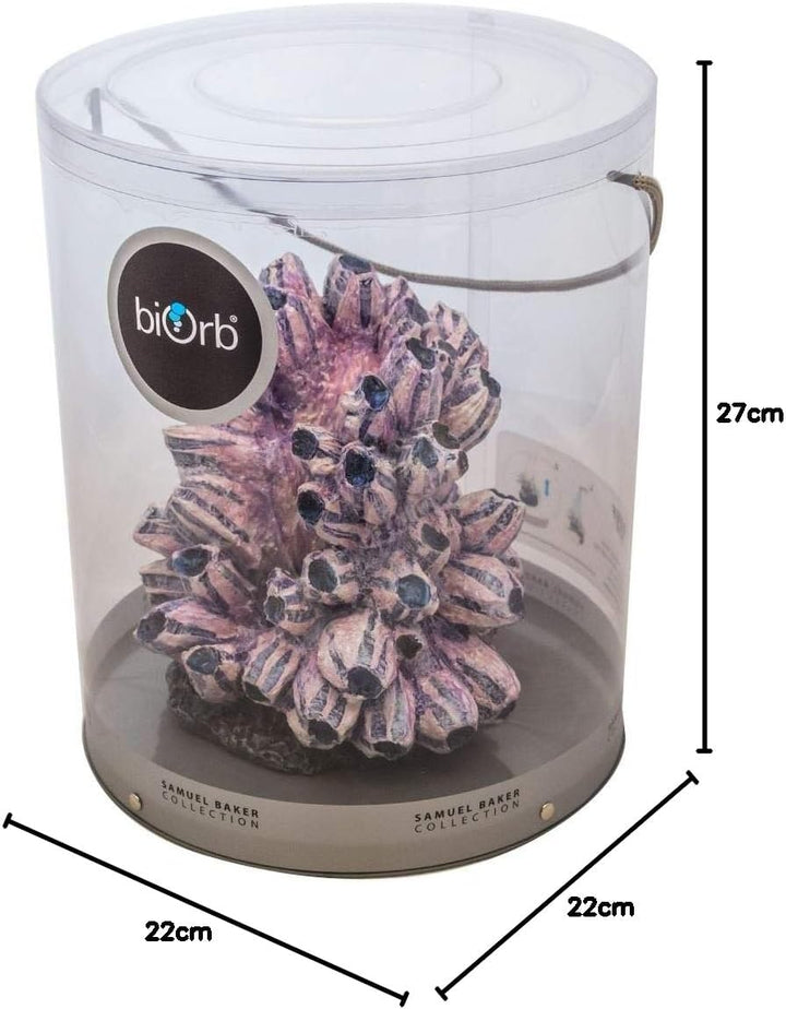 biOrb 48359 Rankentraube Ornament – naturnahe Aquariumdeko in Form von lila Polypen auf grauem Felse