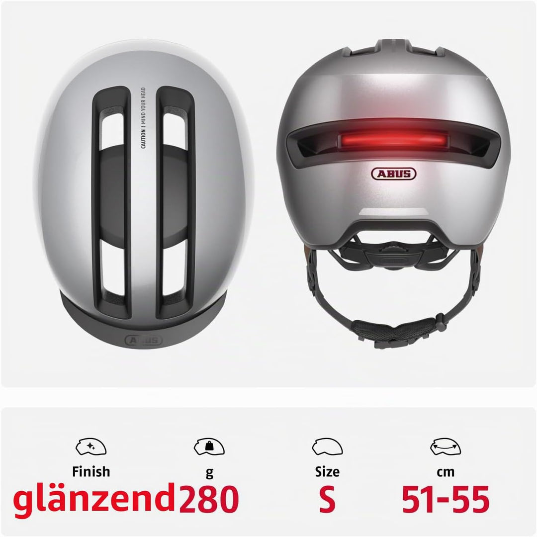 ABUS Urban Helm HUD-Y - mit magnetischem, aufladbarem LED-Rücklicht &amp; Magnetverschluss - cooler Fahr